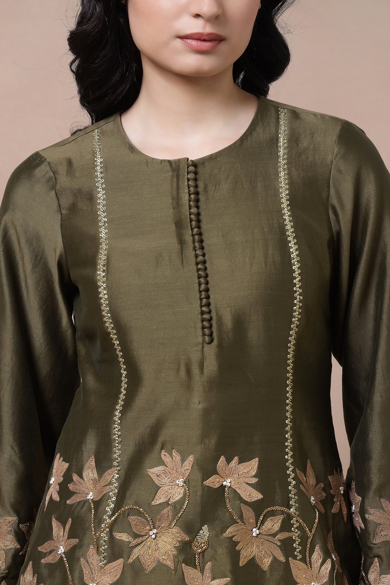 Embroidered Short Kurta With Salwaar And Dupatta