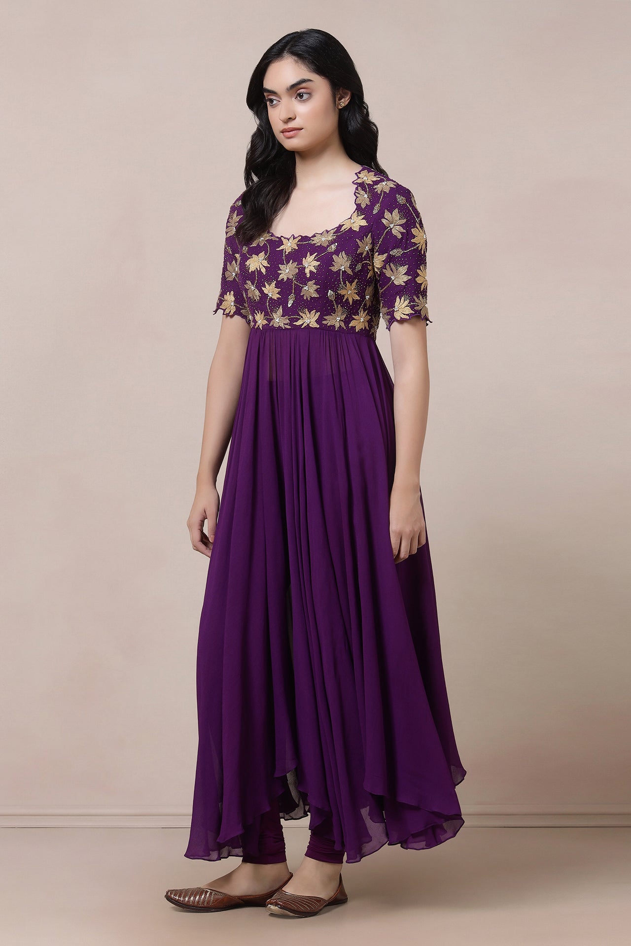 Embroidered Anarkali With Churidaar And Dupatta