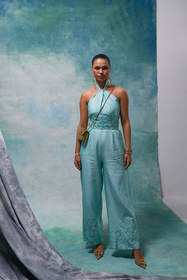 Aqua Ice Halter Neck Jumpsuit