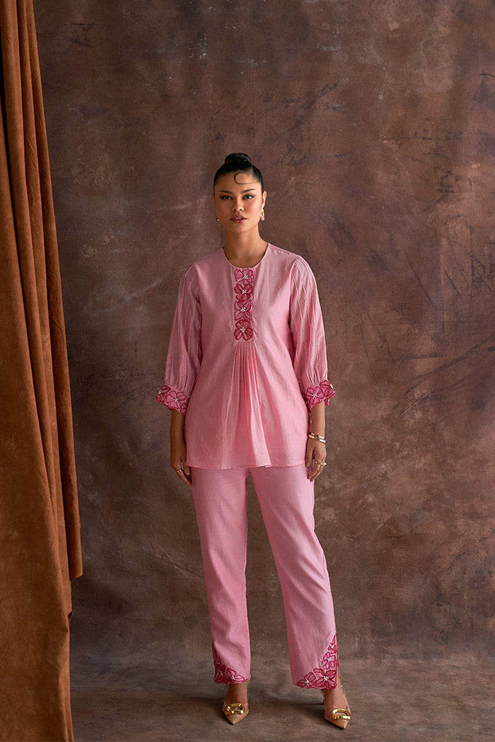 Candy Pink Kurta Style Co-ord Set