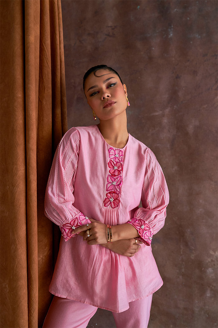 Candy Pink Kurta Style Co-ord Set