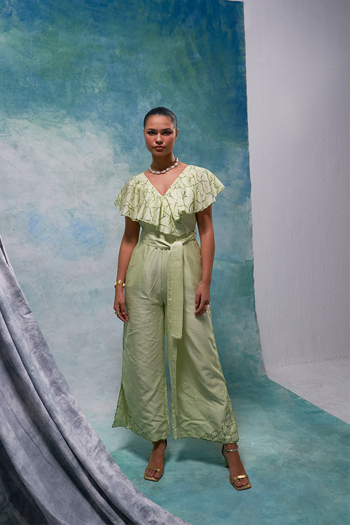 Pistachio Frill Jumpsuit