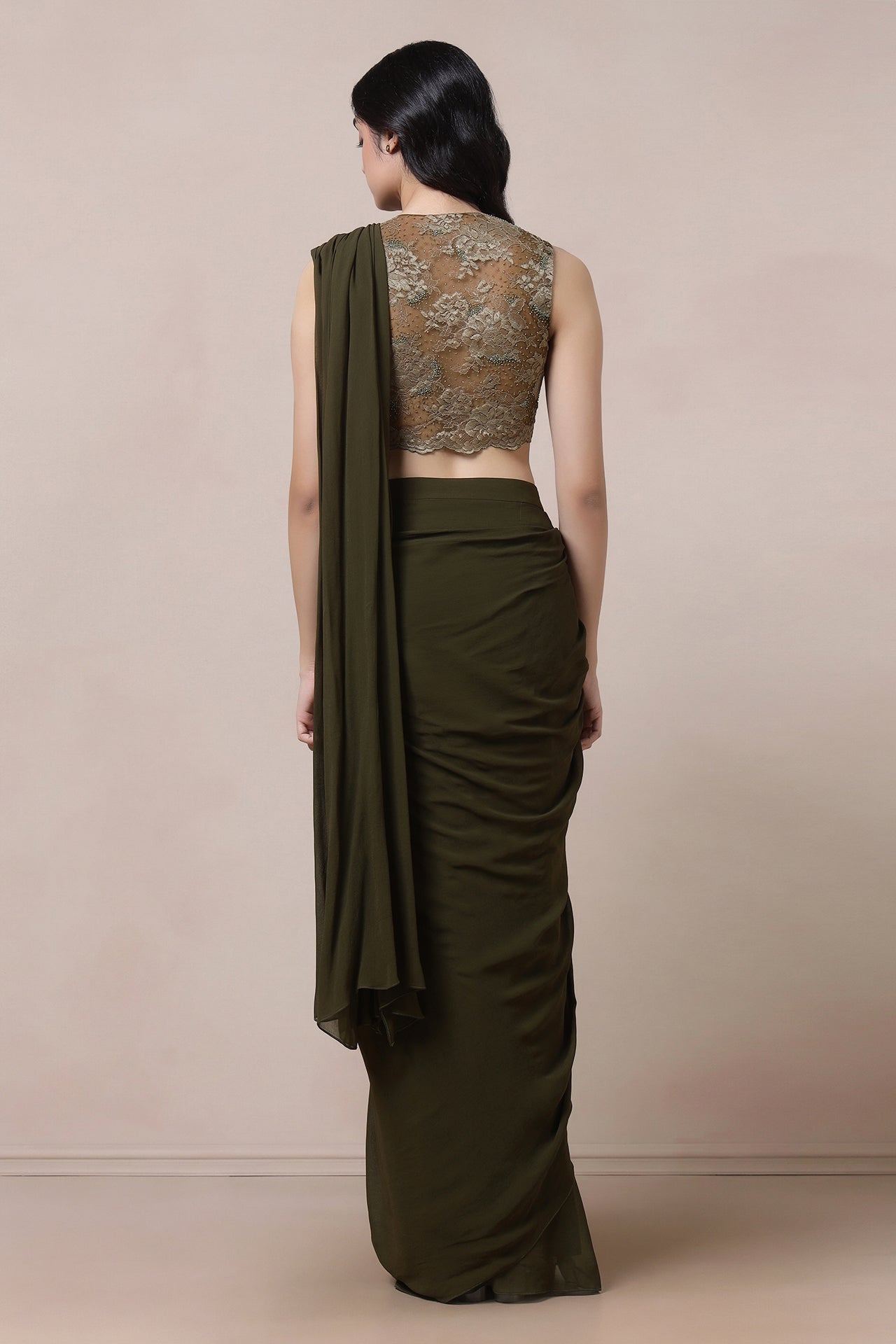 Lacework Embroidered Blouse With Saree