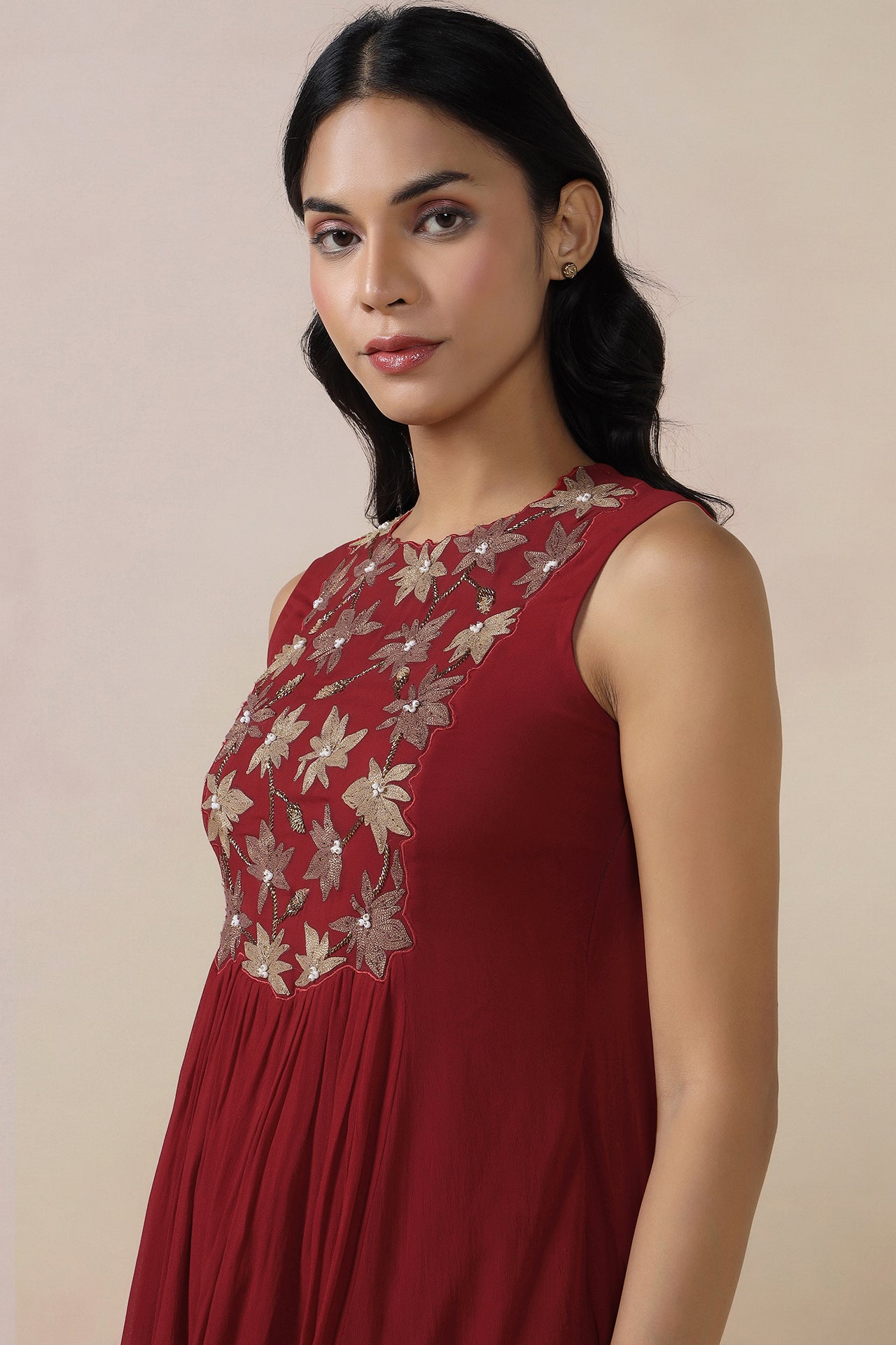 Embroidered Top With Bell Bottom Pants