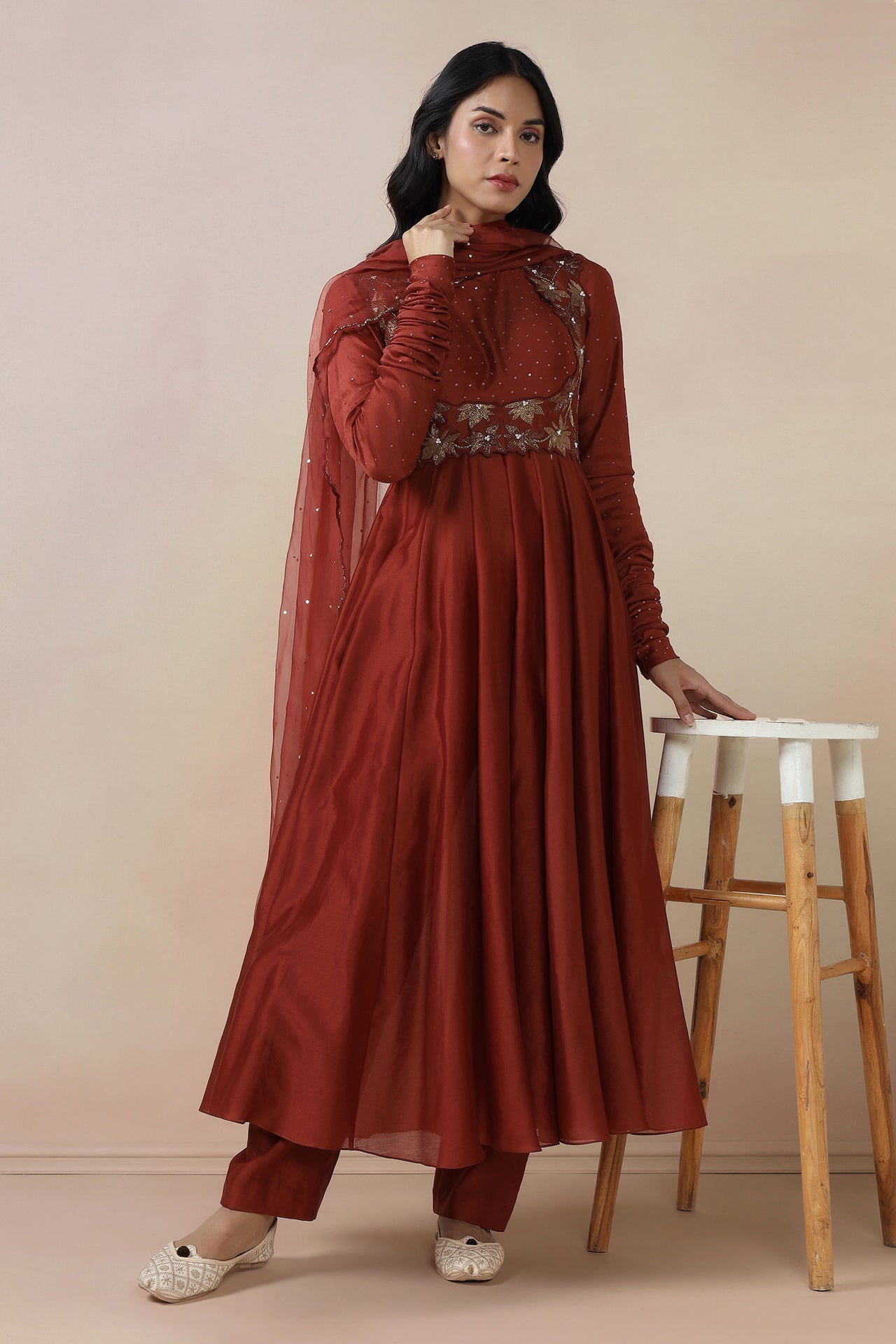Anarkali With Jacket ,Dupatta And Pants