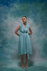 Aqua Ice Sleeveless Midi Dress with Tie-up