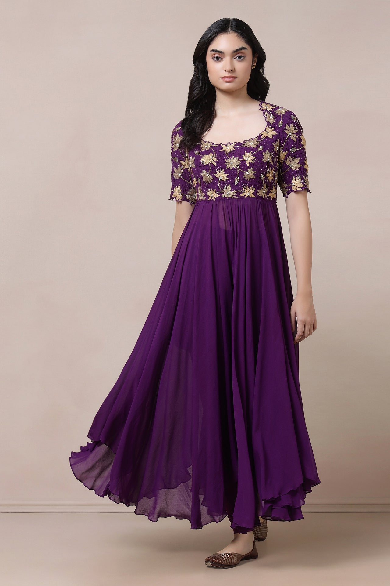 Embroidered Anarkali With Churidaar And Dupatta