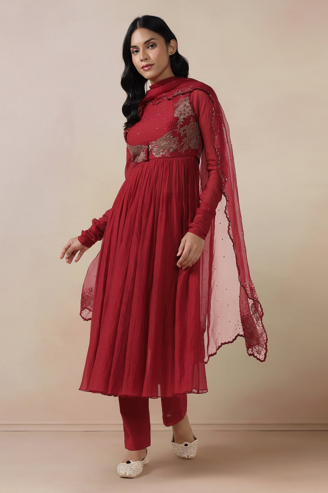 Anarkali With Jacket Dupatta And Churidaar