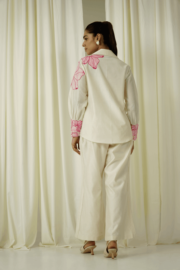 Ivory Shoulder Embroidered Co-ord Set