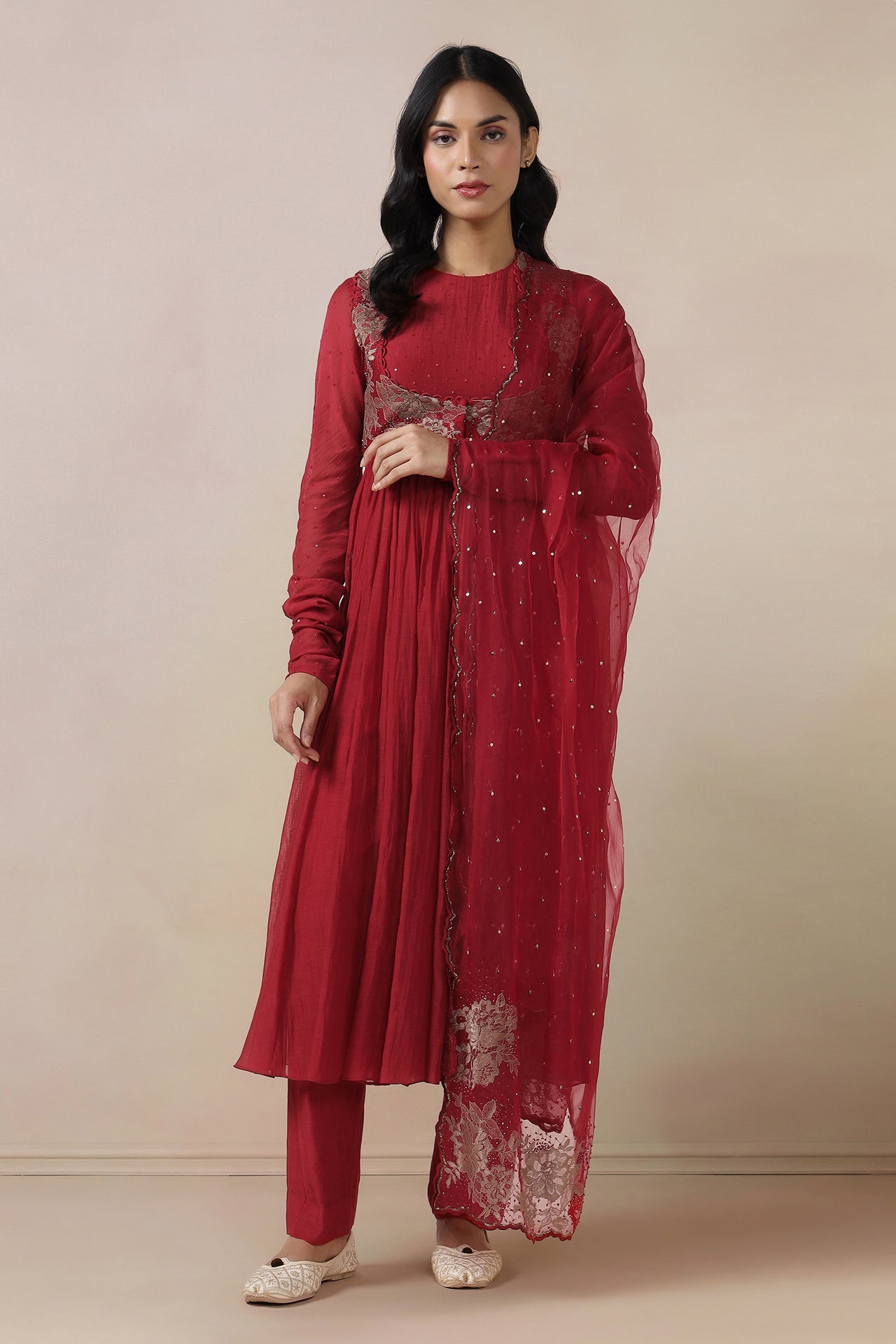 Anarkali With Jacket Dupatta And Churidaar
