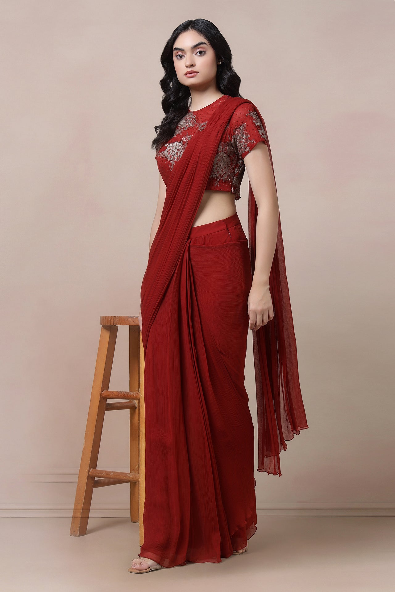 Lacework Blouse With Saree