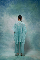 Aqua Ice Embroidered Cape Set