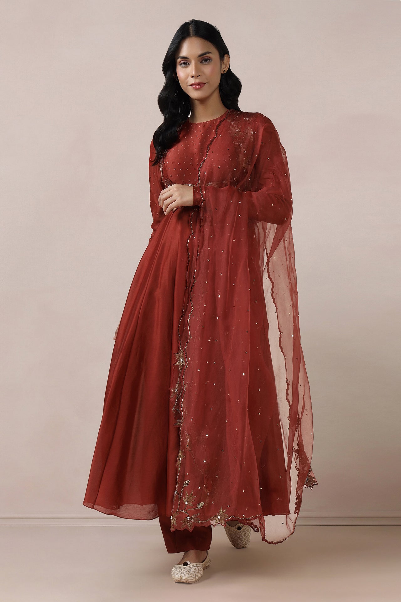 Anarkali With Jacket ,Dupatta And Pants