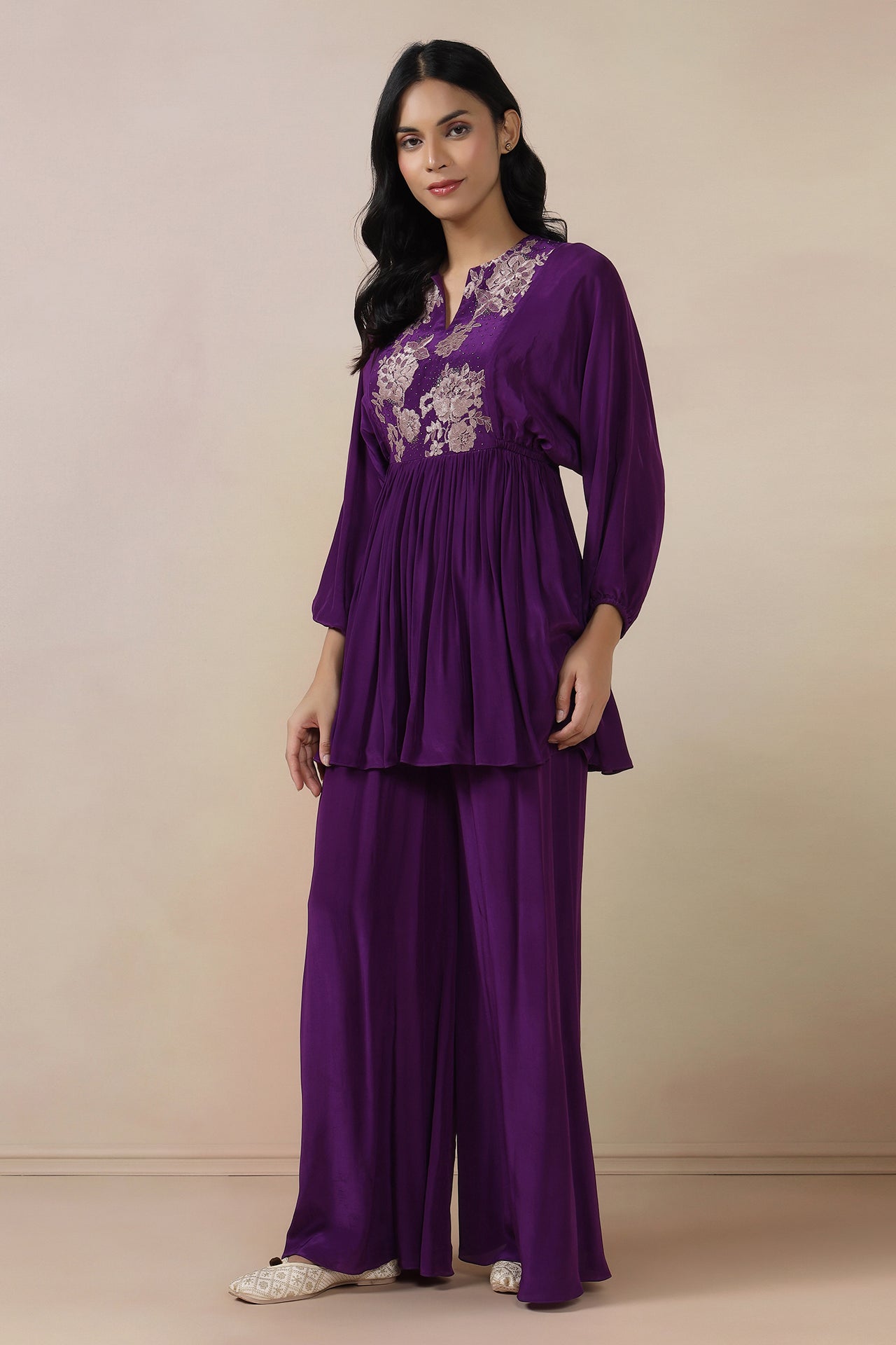 Peplum Top With Wide Leg Pants