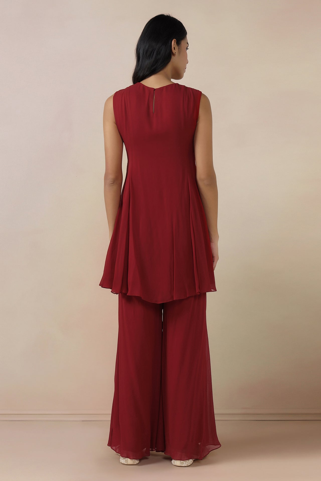 Embroidered Top With Bell Bottom Pants
