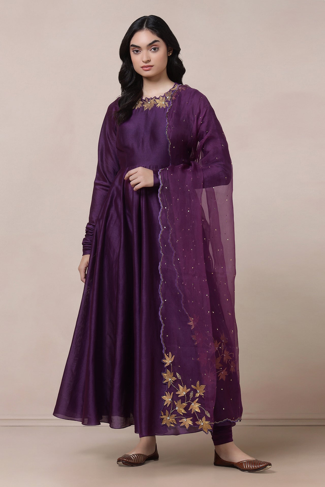 Anarkali With Churidaar And Dupatta