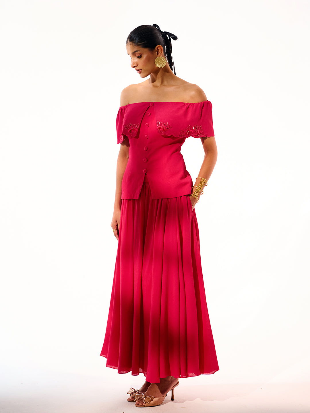 off Shoulder Top & Skirt Coord Set