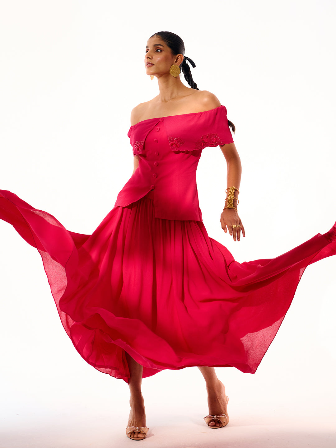 off Shoulder Top & Skirt Coord Set