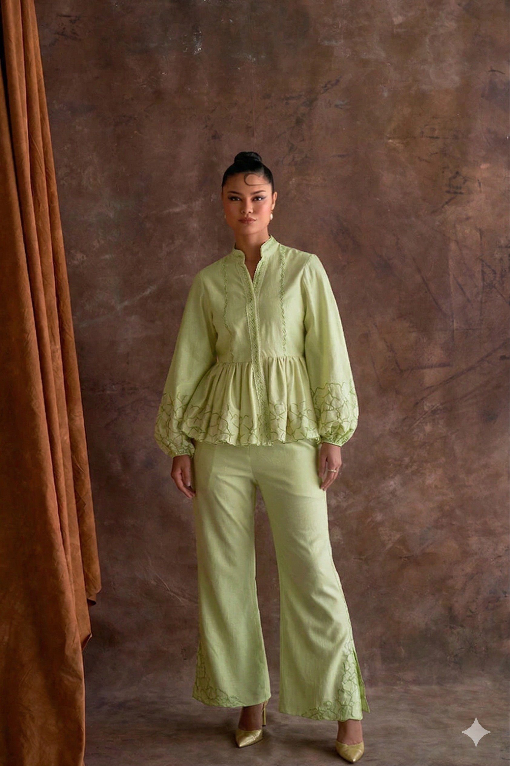 Peplum Co-ord Set - Pistachio