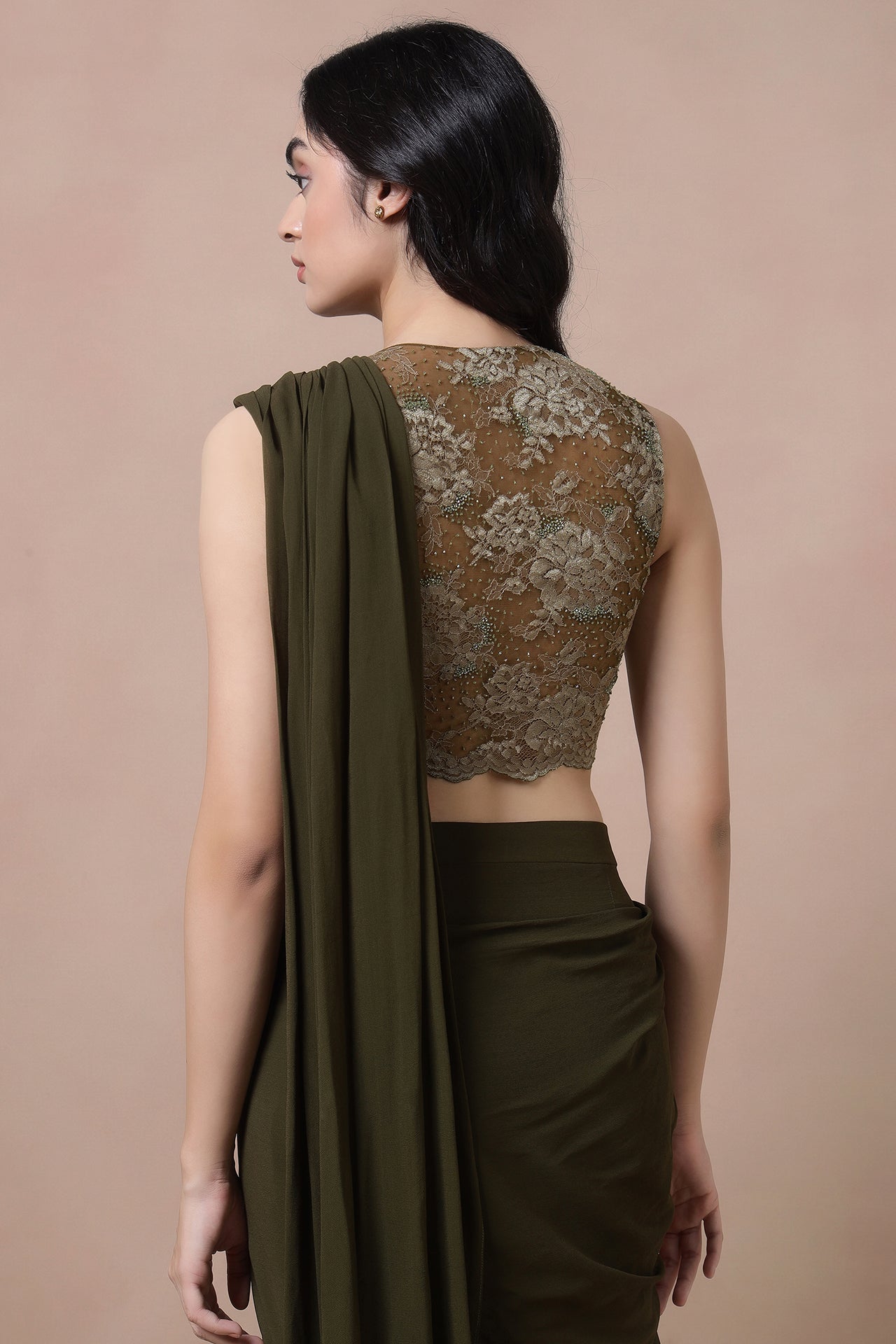 Lacework Embroidered Blouse With Saree