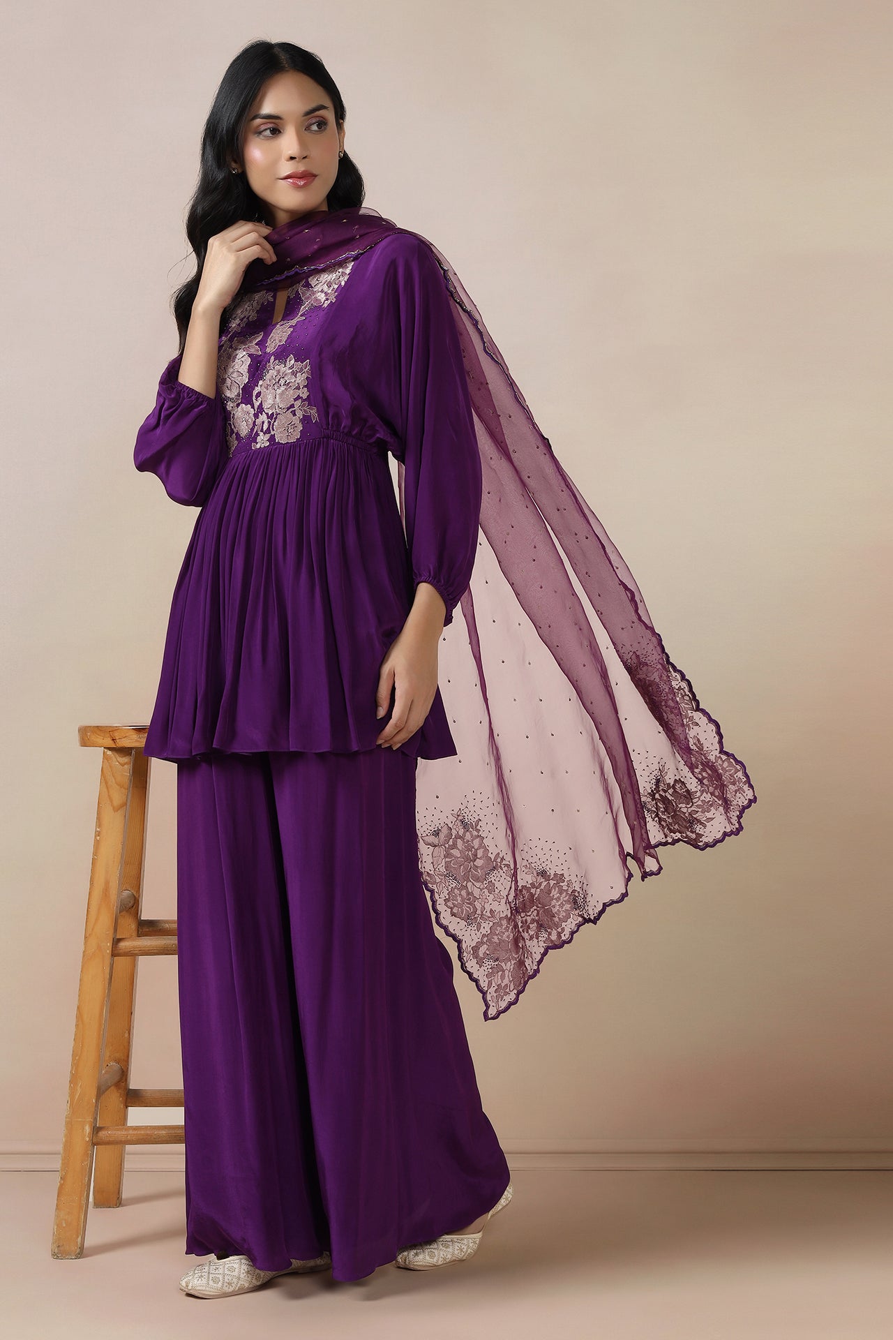 Peplum Top With Wide Leg Pants