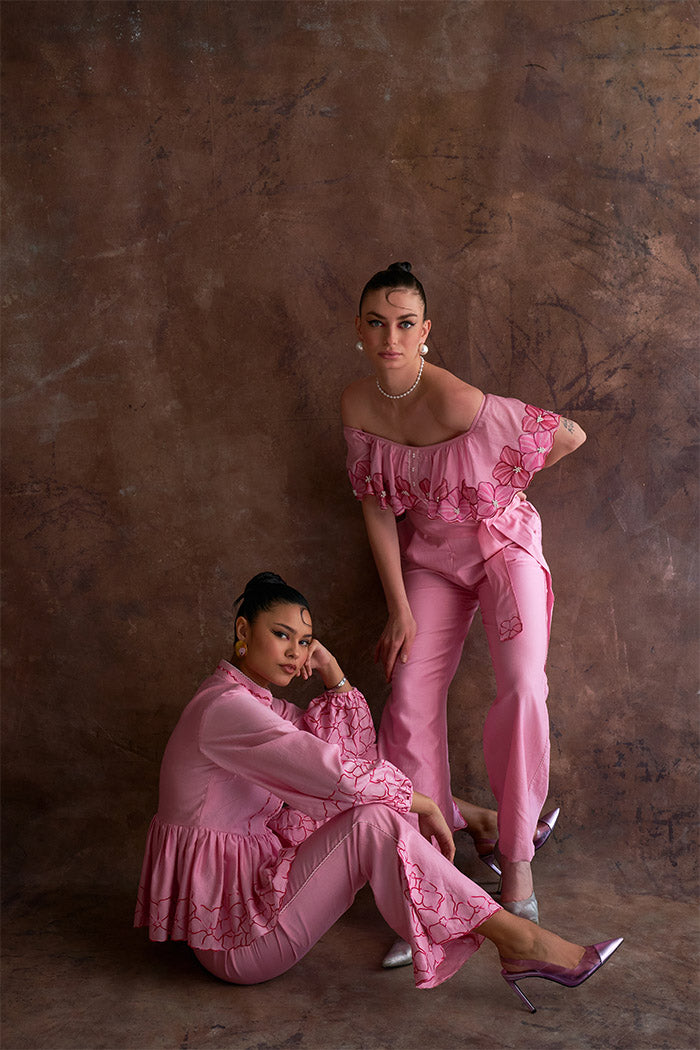 Candy Pink Off-Shoulder Jumpsuit