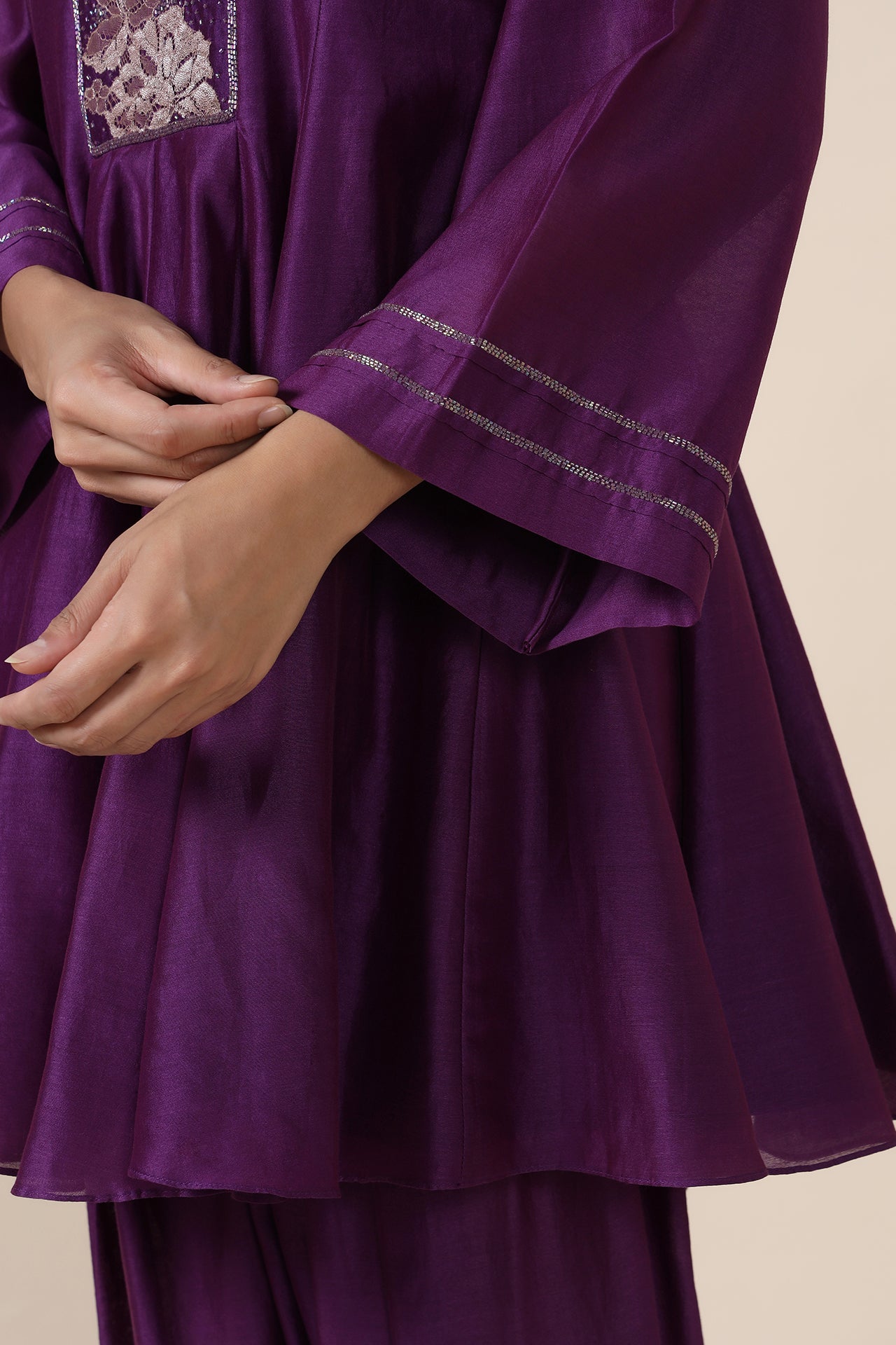 Box Embroidered Short Kurta With Salwaar And Dupatta