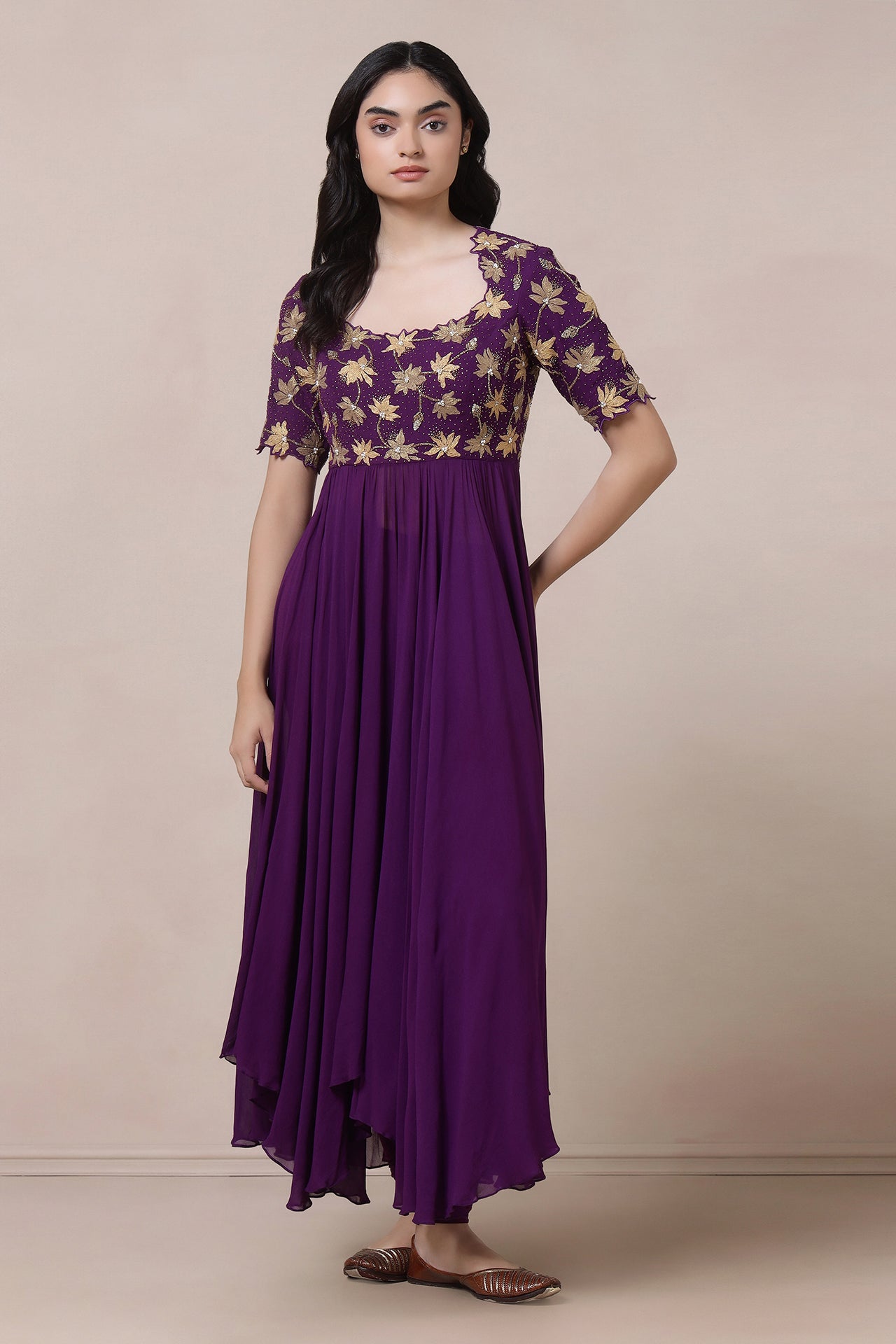 Embroidered Anarkali With Churidaar And Dupatta