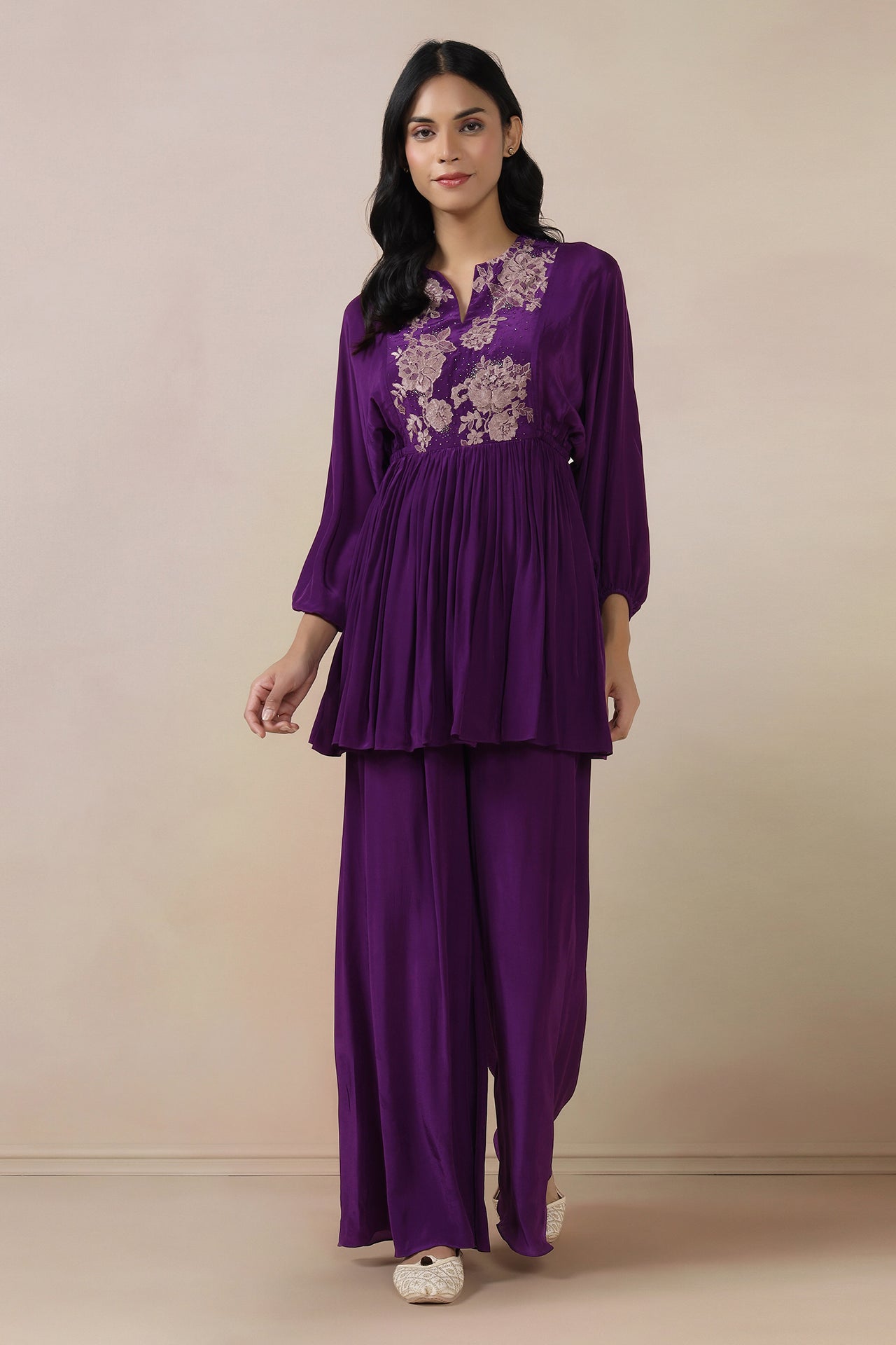Peplum Top With Wide Leg Pants