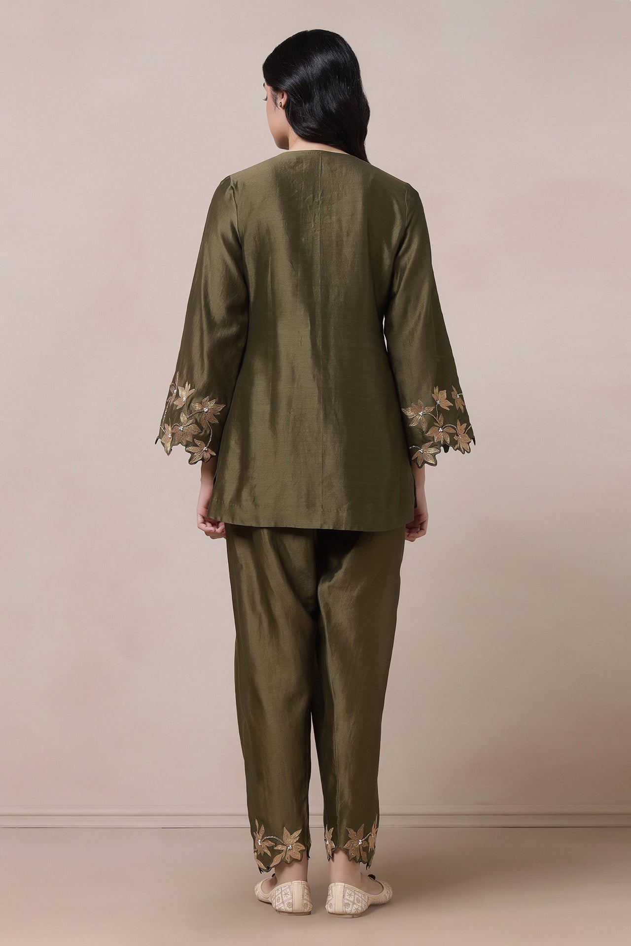 Embroidered Short Kurta With Salwaar And Dupatta
