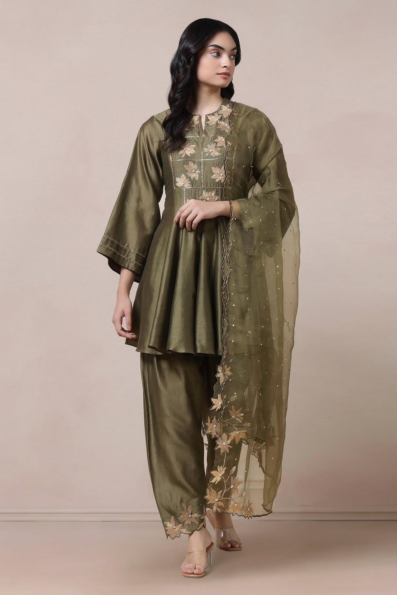 Dori Embroidered Kurta With Salwaar And Dupatta