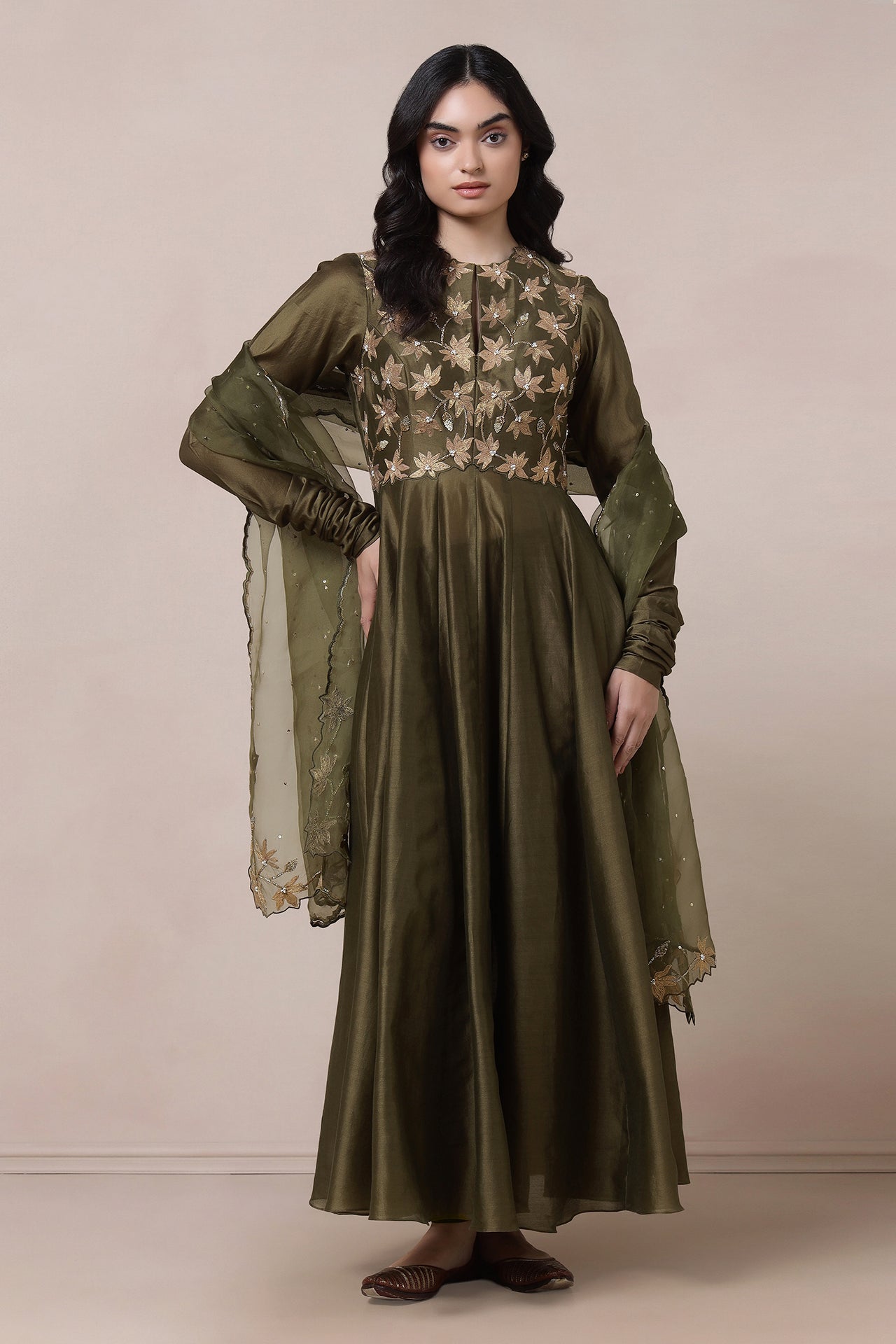 Yoke Anarkali With Churidaar And Dupatta