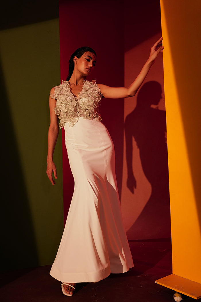 Vanilla All Over Floral Gown