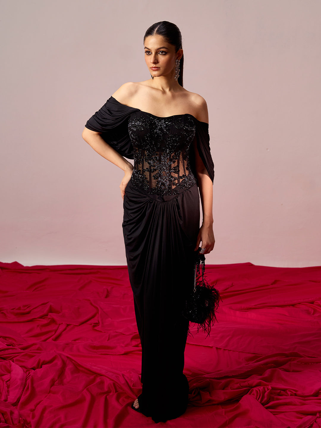 Corset Top & Draped Skirt Coord Set