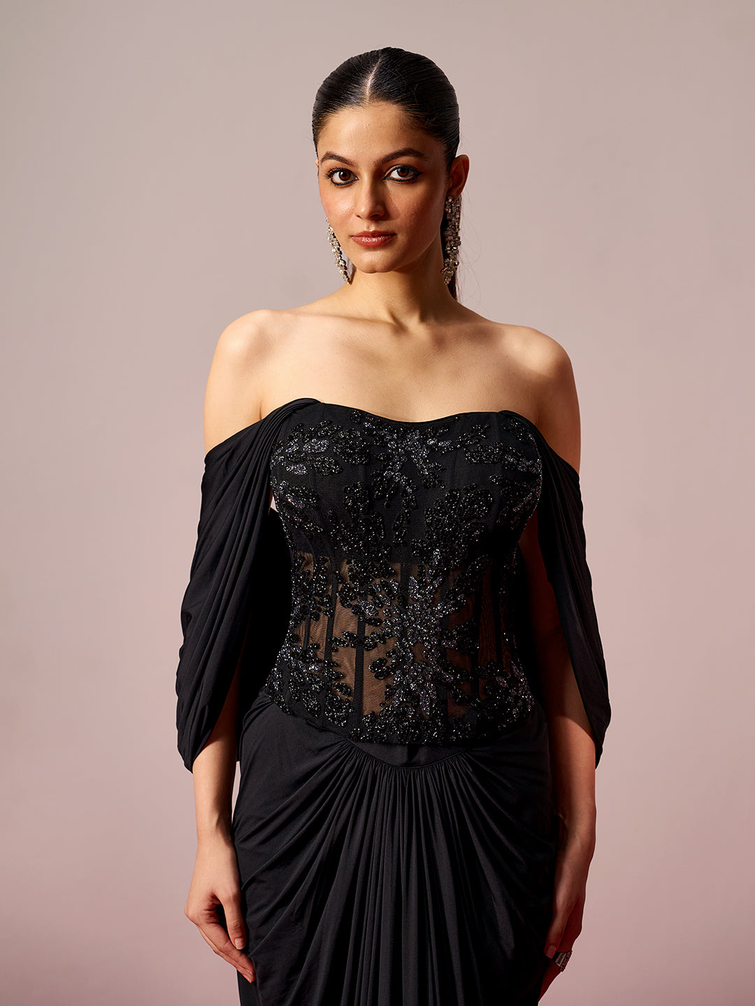 Corset Top & Draped Skirt Coord Set