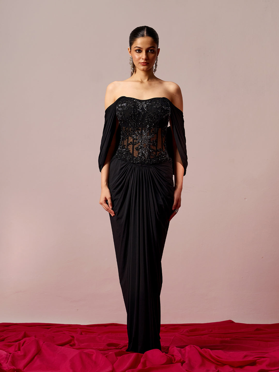 Corset Top & Draped Skirt Coord Set