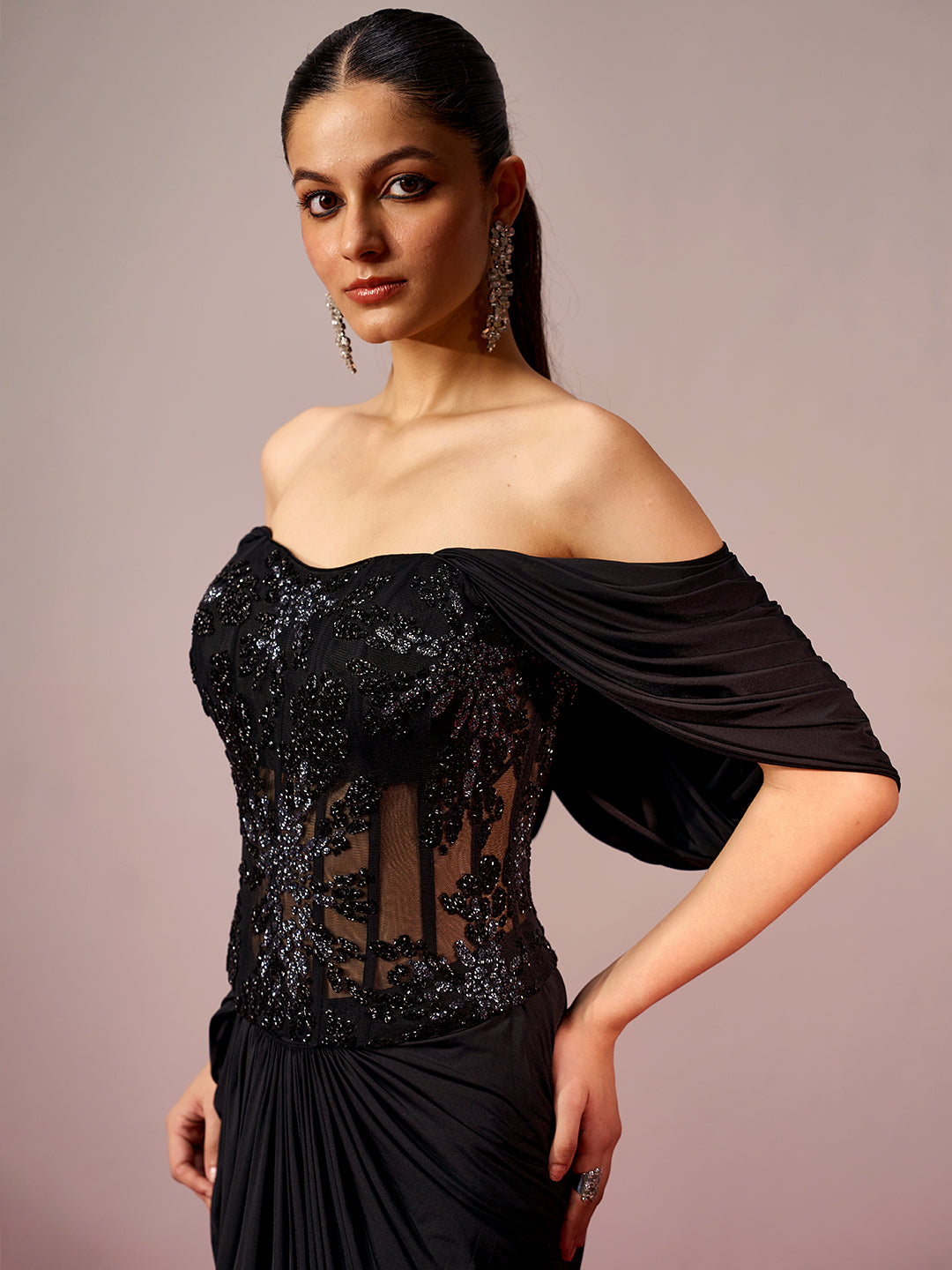 Corset Top & Draped Skirt Coord Set