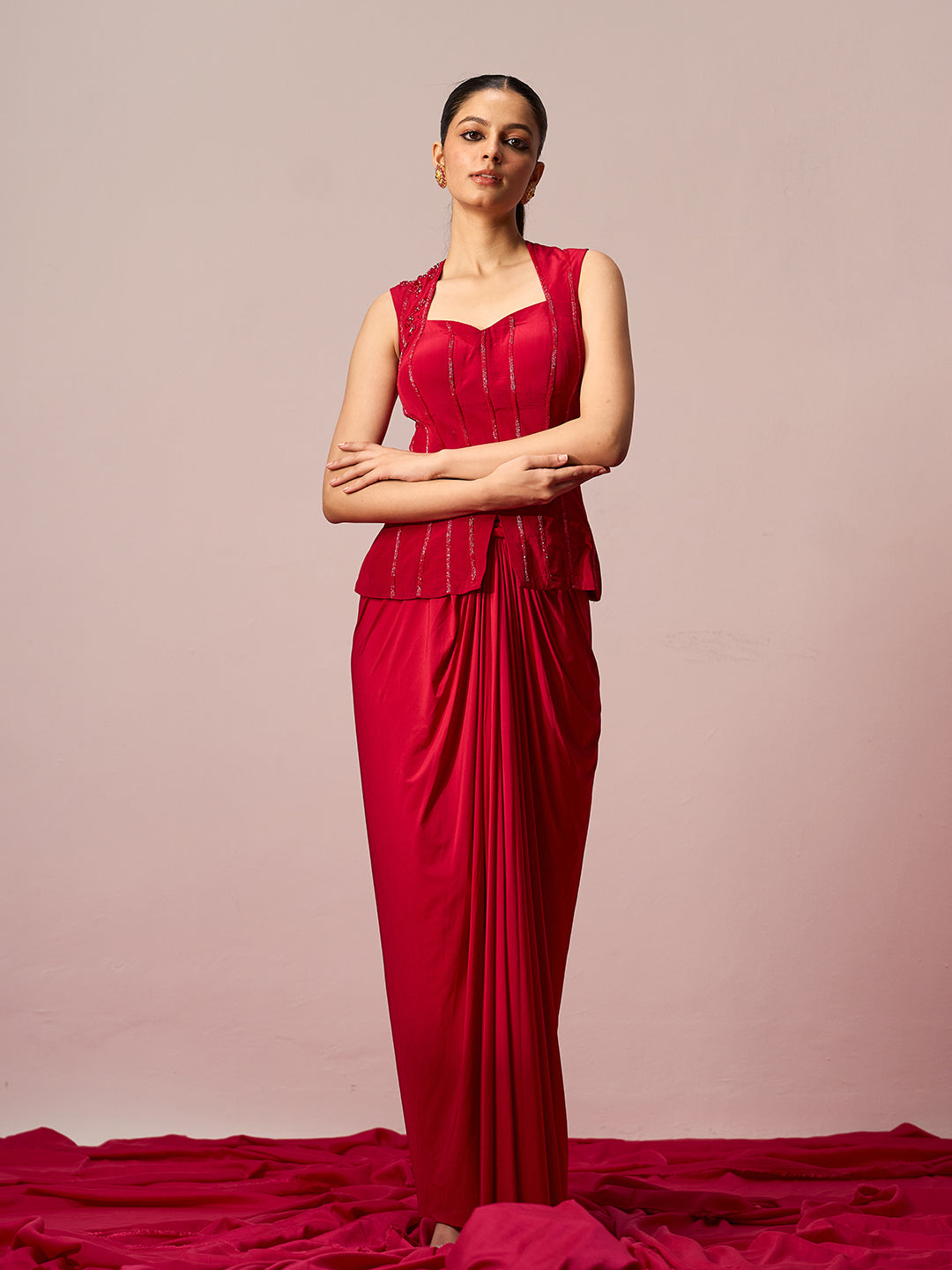 Top & Draped Skirt Coord Set