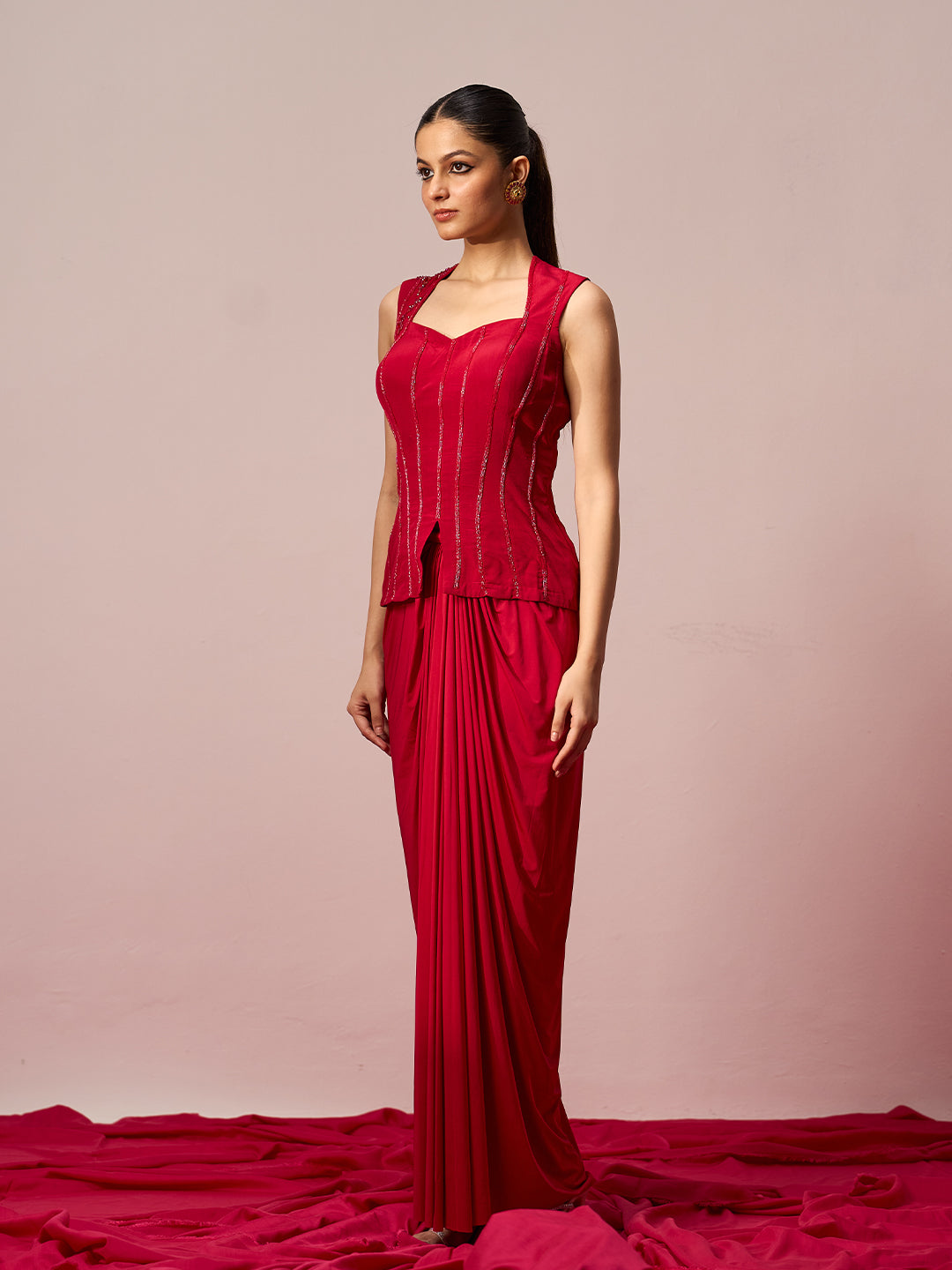 Top & Draped Skirt Coord Set