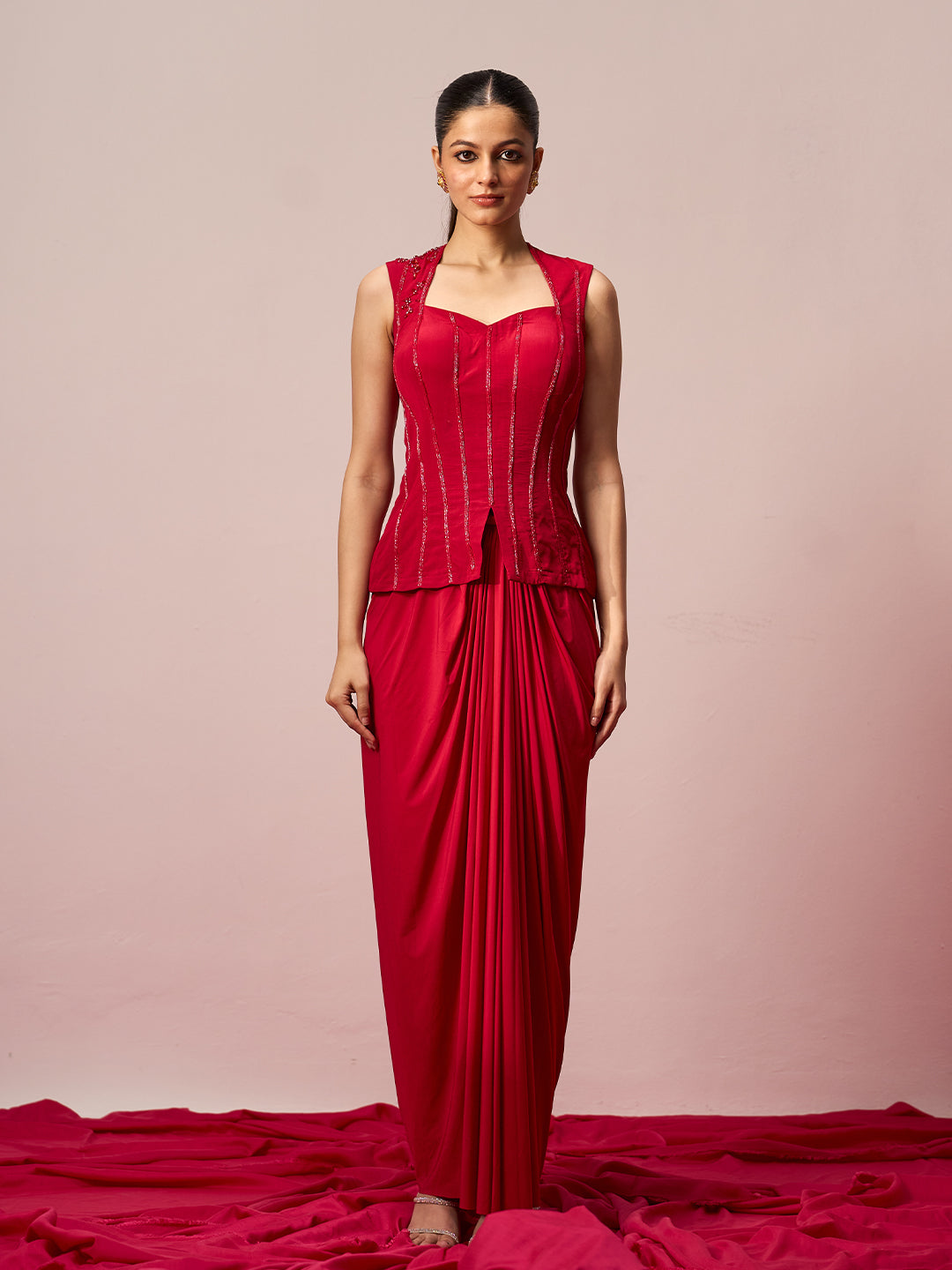 Top & Draped Skirt Coord Set