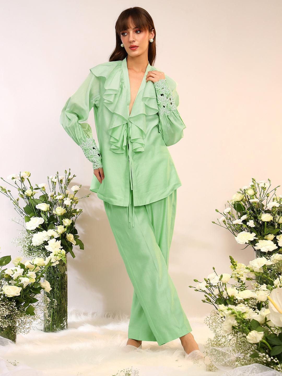 FRILL TIE UP COORD SET