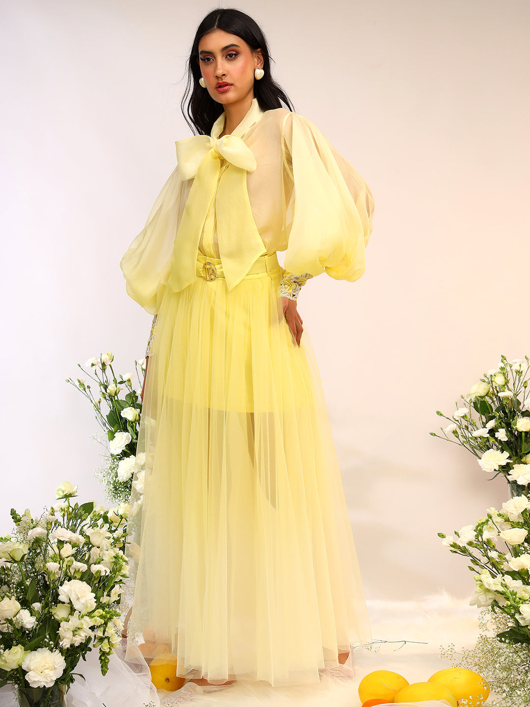 ORGANZA TIE UP SHIRT & TULE SKIRT