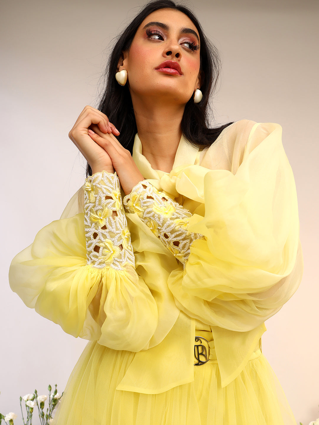 ORGANZA TIE UP SHIRT & TULE SKIRT