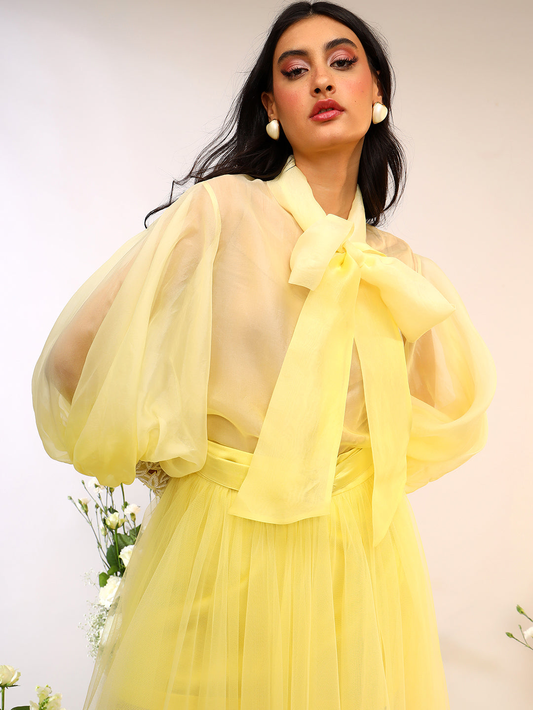 ORGANZA TIE UP SHIRT & TULE SKIRT