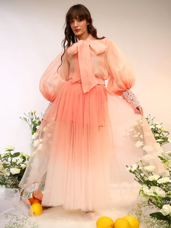 ORGANZA TIE UP SHIRT & TULE SKIRT