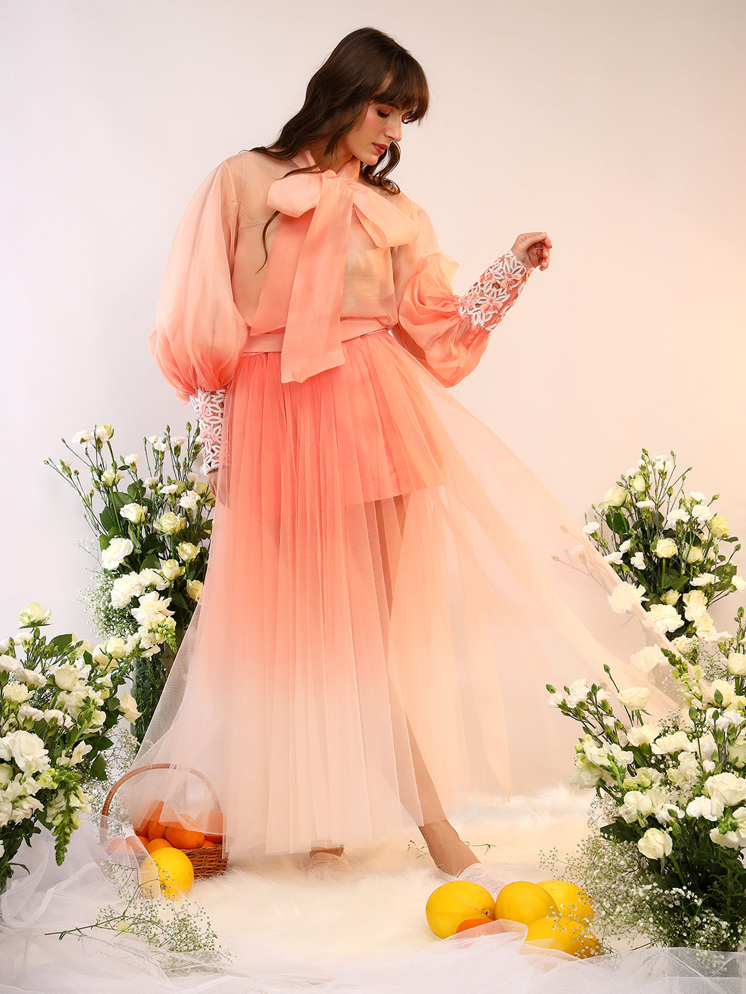 ORGANZA TIE UP SHIRT & TULE SKIRT