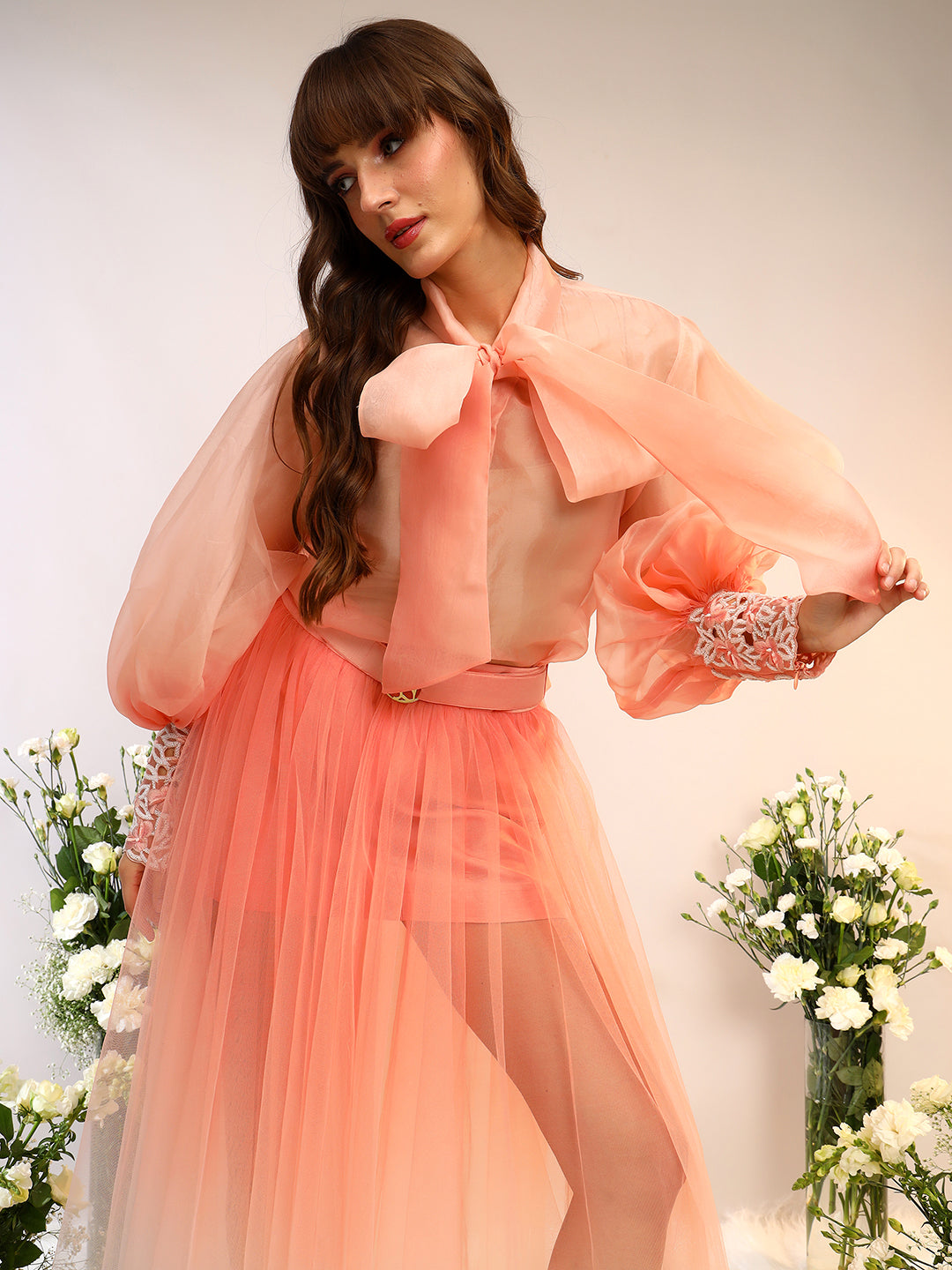 ORGANZA TIE UP SHIRT & TULE SKIRT