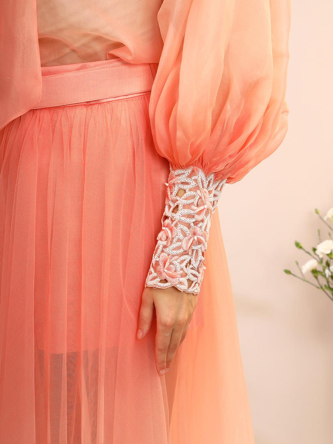 ORGANZA TIE UP SHIRT & TULE SKIRT