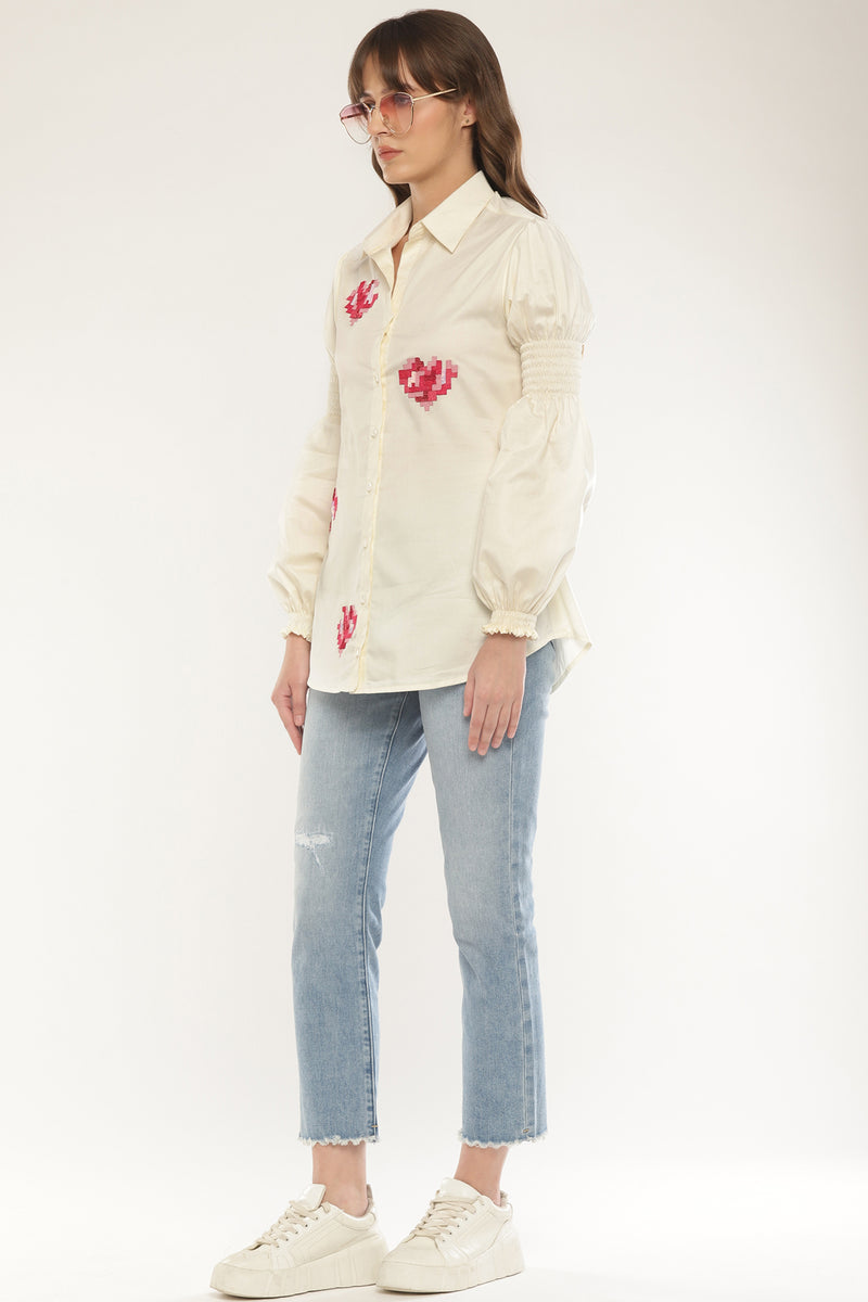 Heart patched shirt