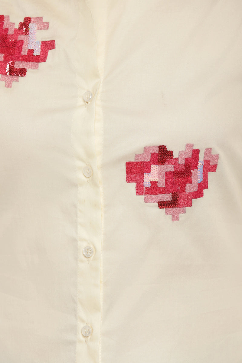 Heart patched shirt